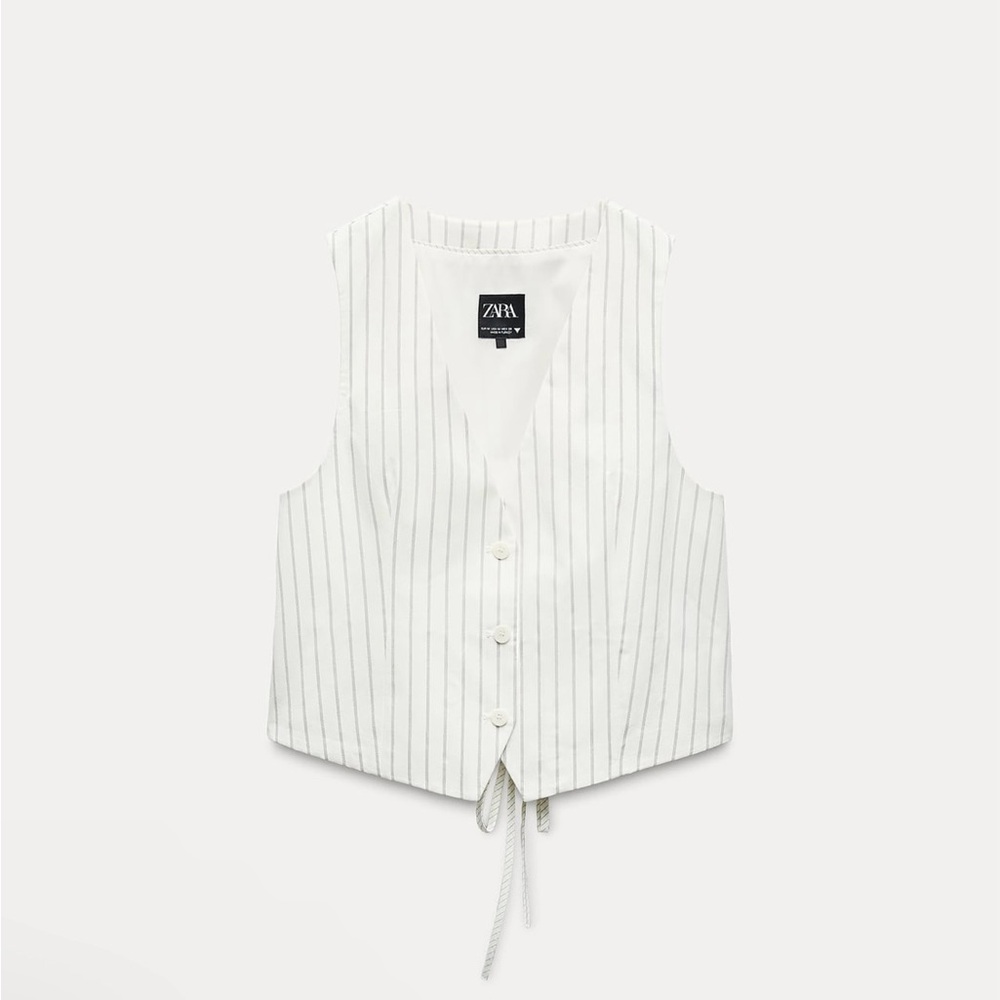 Zara White Striped Vest
